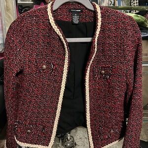 Fashion Nova Red Multi Colored Blazer Jacket